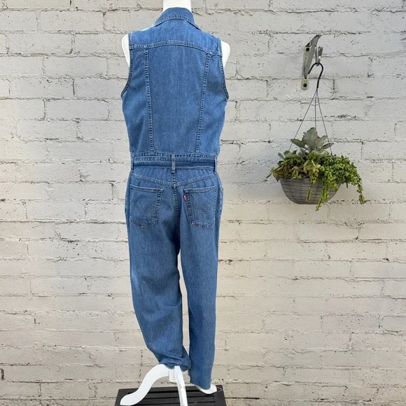 Levi's Cropped Taper Jumpsuit Sleeveless Medium Wash Size M - Picture 5 of 15